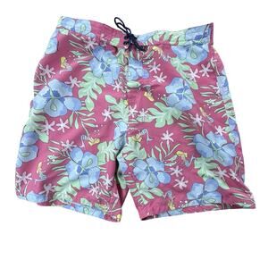 Vineyard Vines Pink Mermaid Floral Swim Trunks Mens Large Tropical Board Shorts